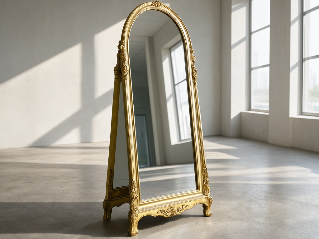 china arched gold full length floor mirror supplier