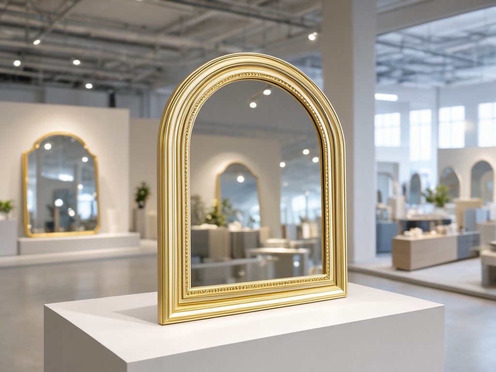 China cheap arched gold mirror Factory