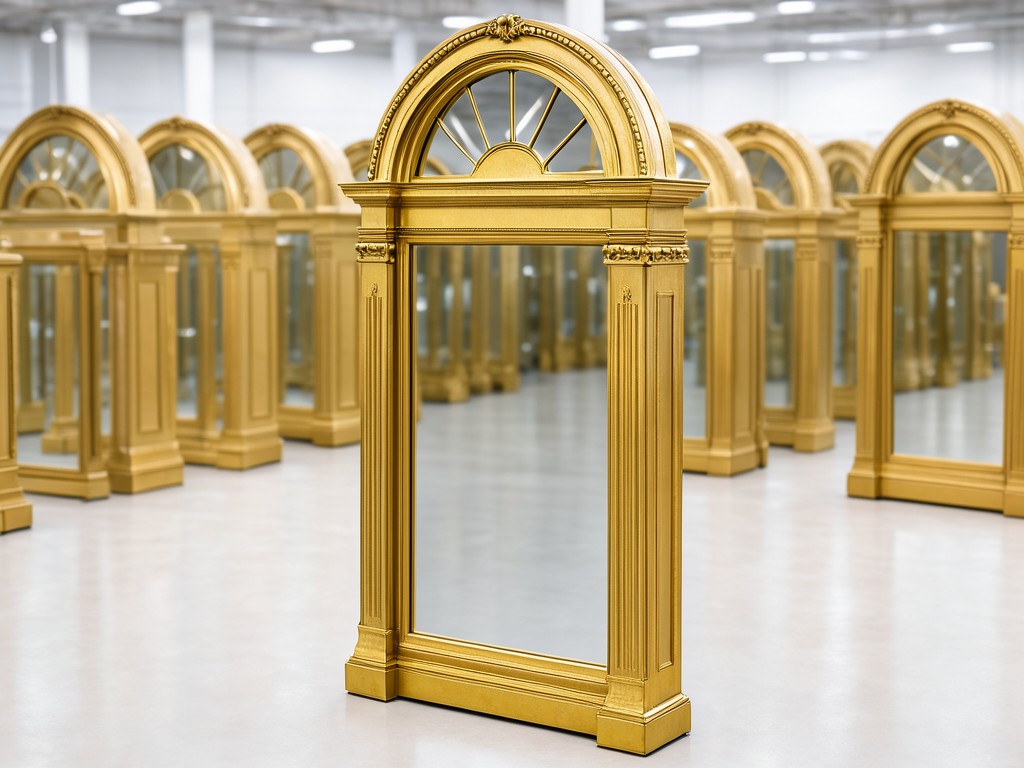 Custom Gold Arched Overmantle Mirror Factory
